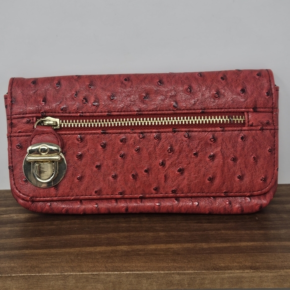 Steve Madden red Ostrich print wallet - Picture 1 of 10